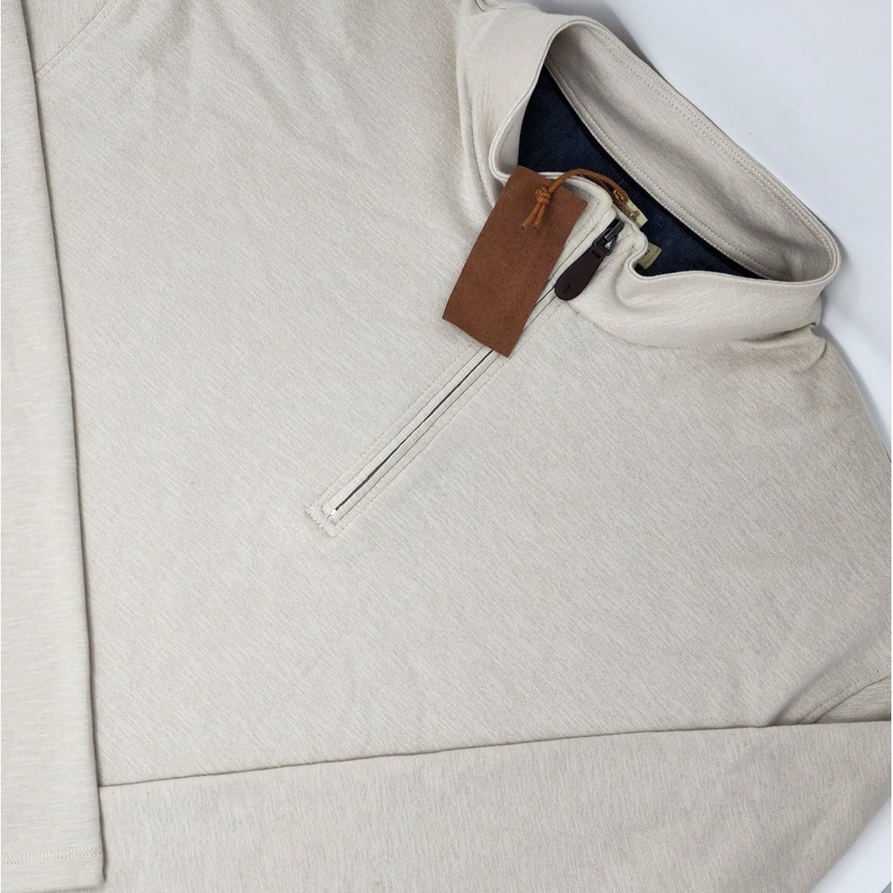 NEW Elliot Mulryan 1/4 Zip Pullover Mens Size 2XL Beige Luxury Preppy Casual NWT